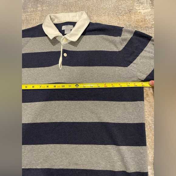 JCP Combed Cotton Striped Long Sleeve Polo Shirt Gray Blue Size Large Y2K Preppy - Picture 7 of 9